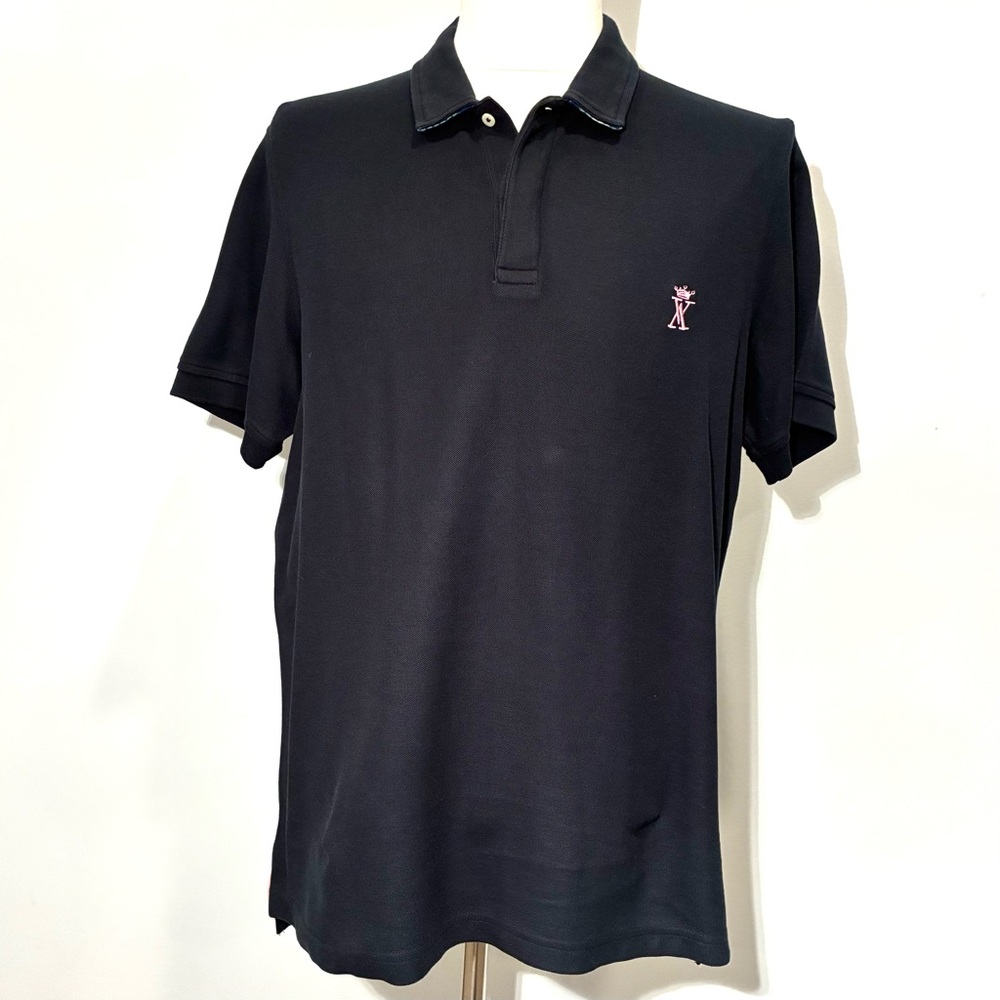 Vicomte A Classic Black Shirt with Pink Emblem, Size L